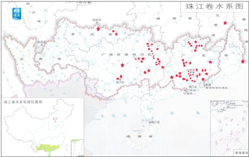 珠江是中国南方最大的水系,由西江,北江,东江及珠江三角洲诸河四部分